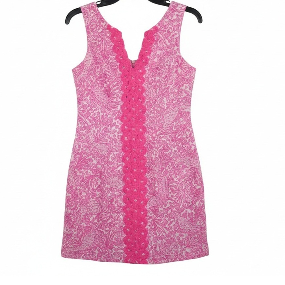 Lilly Pulitzer for Target Dress Size 2 Pink‎ Fan Dance Floral V-Neck Shift Mini
